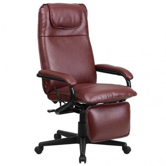 High Back Burgundy LeatherSoft Executive Reclining Ergonomic Swivel Office Chair with Arms