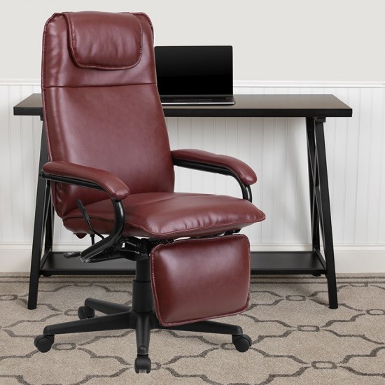 High Back Burgundy LeatherSoft Executive Reclining Ergonomic Swivel Office Chair with Arms