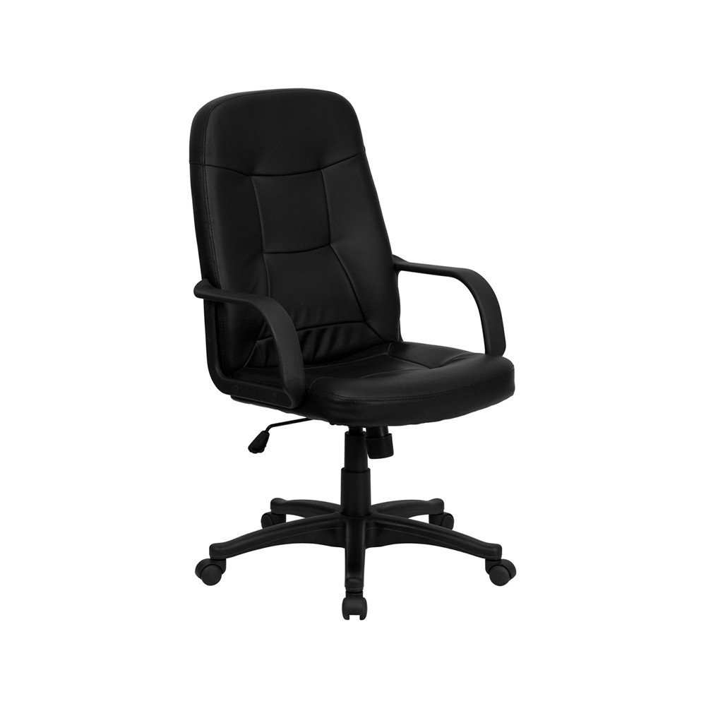 High Back Black Glove Vinyl Executive Swivel Office Chair with Arms High Back Black Glove Vinyl Executive Swivel Office Chair with Arms