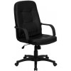 High Back Black Glove Vinyl Executive Swivel Office Chair with Arms