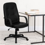 High Back Black Glove Vinyl Executive Swivel Office Chair with Arms