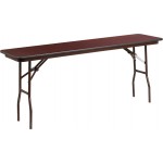 6-Foot Mahogany Melamine Laminate Folding Training Table