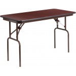 4-Foot Mahogany Melamine Laminate Folding Banquet Table