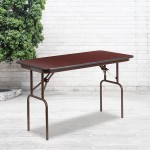 4-Foot Mahogany Melamine Laminate Folding Banquet Table