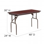 4-Foot Mahogany Melamine Laminate Folding Banquet Table