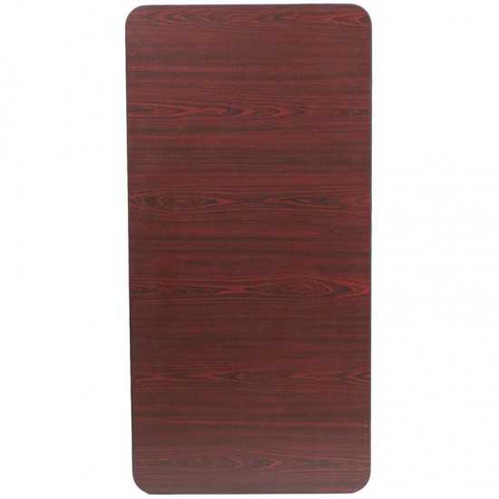 4-Foot Mahogany Melamine Laminate Folding Banquet Table