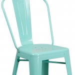 Commercial Grade 24" High Mint Green Metal Indoor-Outdoor Counter Height Stool with Back