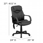 Mid-Back Ergonomic Massaging Black LeatherSoft Executive Swivel Office Chair with Arms