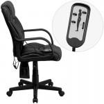 Mid-Back Ergonomic Massaging Black LeatherSoft Executive Swivel Office Chair with Arms