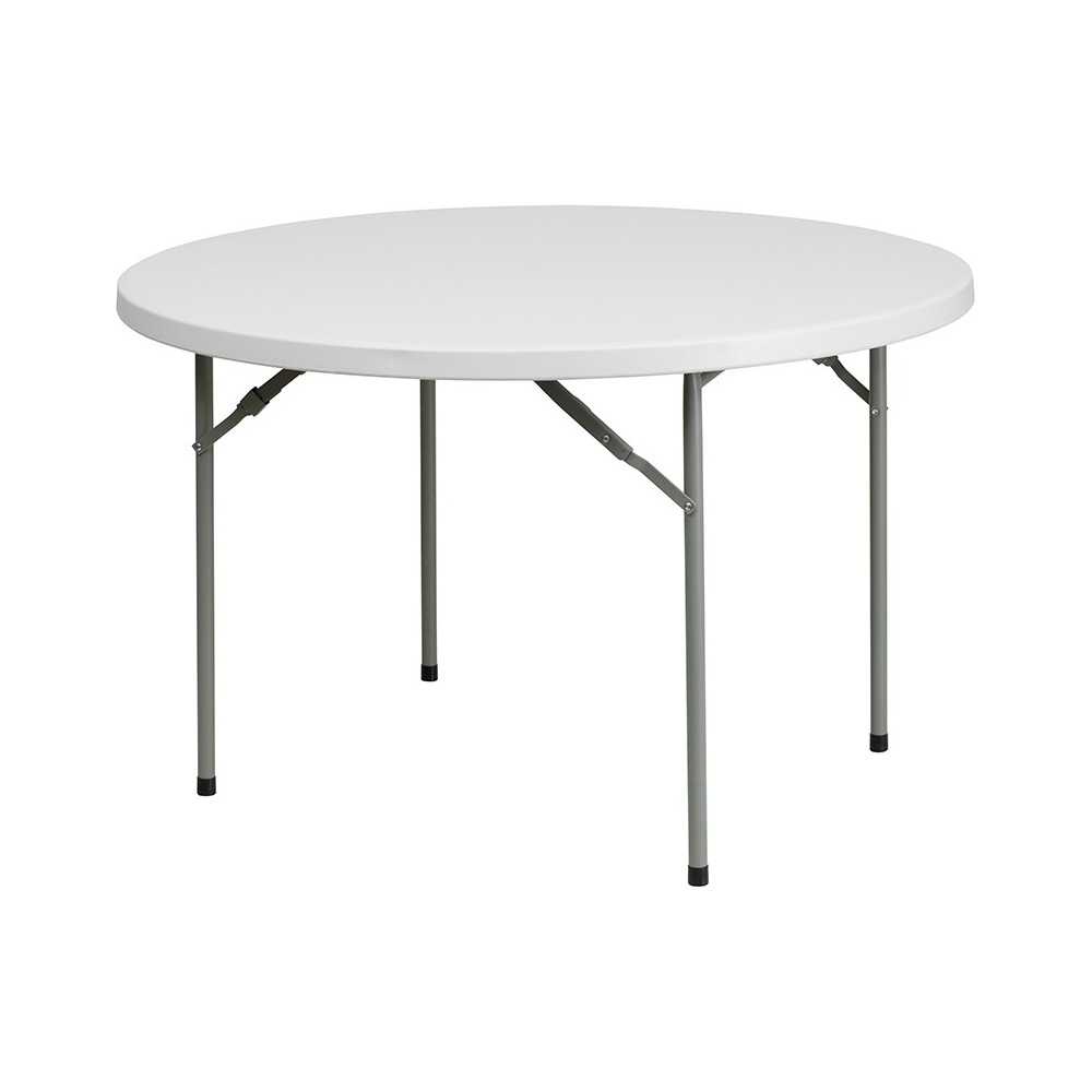 4-Foot Round Granite White Plastic Folding Table