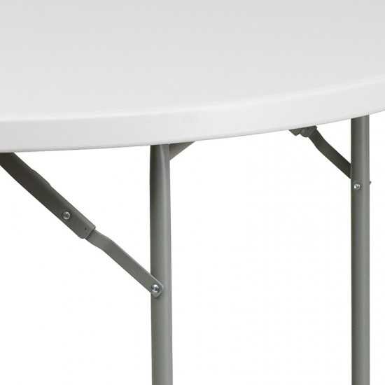 4-Foot Round Granite White Plastic Folding Table