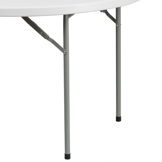 4-Foot Round Granite White Plastic Folding Table