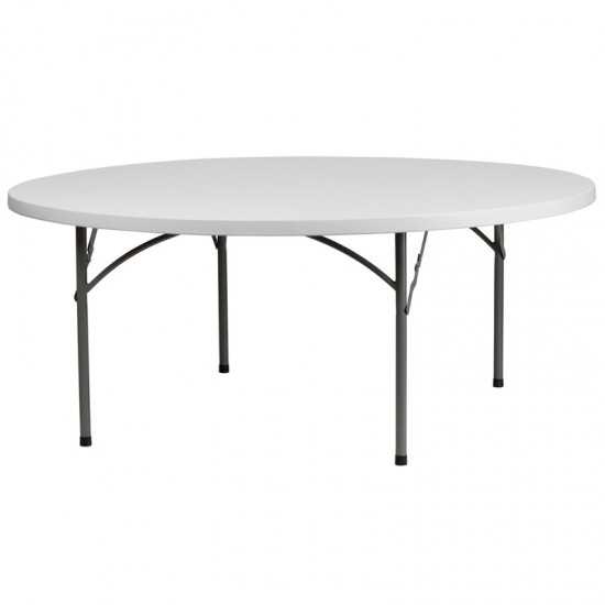 6-Foot Round Granite White Plastic Folding Table