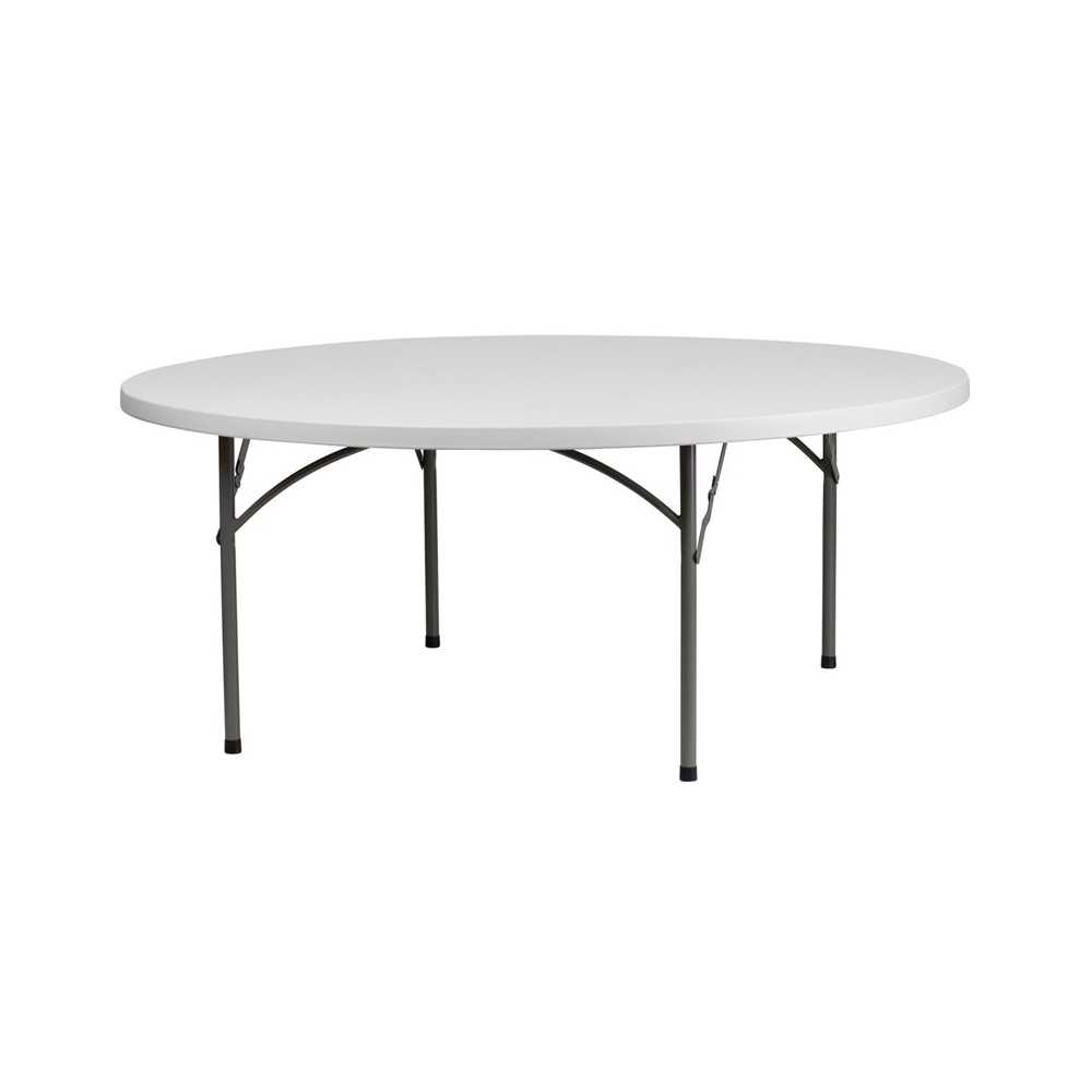 6-Foot Round Granite White Plastic Folding Table