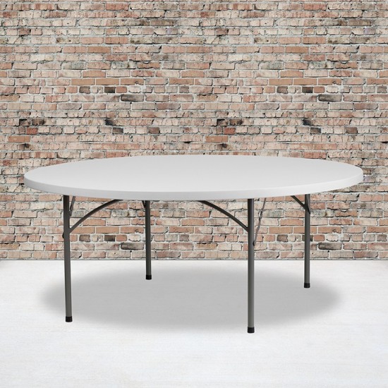 6-Foot Round Granite White Plastic Folding Table