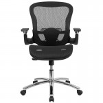 Mid-Back Transparent Black Mesh Executive Swivel Ergonomic Office Chair with Synchro-Tilt & Height Adjustable Flip-Up Arms