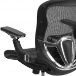 Mid-Back Transparent Black Mesh Executive Swivel Ergonomic Office Chair with Synchro-Tilt & Height Adjustable Flip-Up Arms