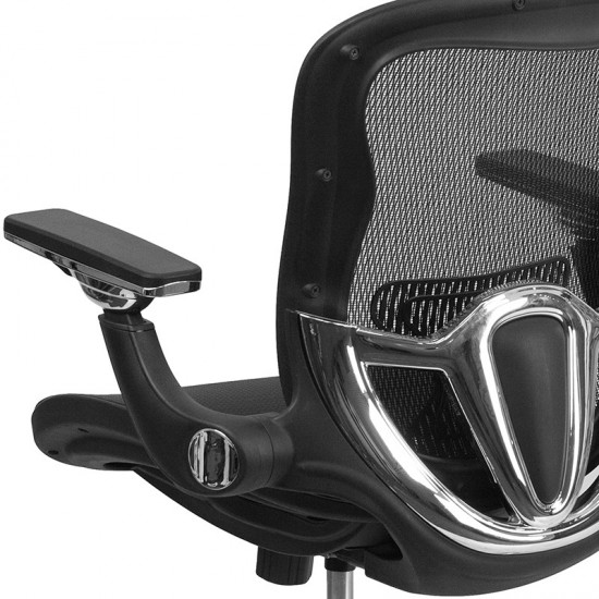 Mid-Back Transparent Black Mesh Executive Swivel Ergonomic Office Chair with Synchro-Tilt & Height Adjustable Flip-Up Arms