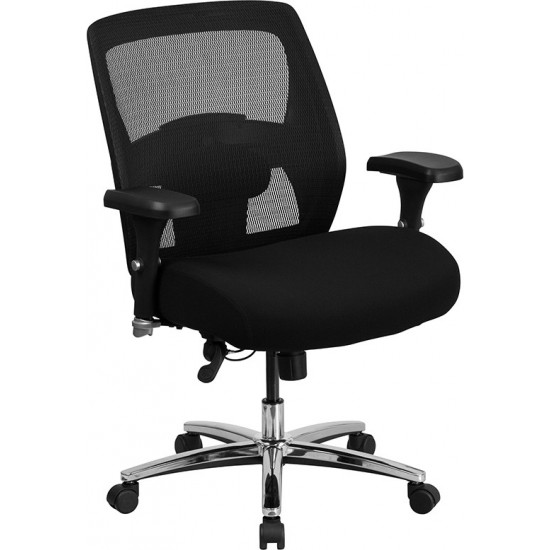 24/7 Intensive Use Big & Tall 500 lb. Rated Black Mesh Executive Ergonomic Office Chair with Ratchet Back