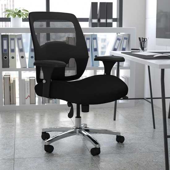 24/7 Intensive Use Big & Tall 500 lb. Rated Black Mesh Executive Ergonomic Office Chair with Ratchet Back