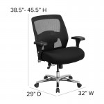 24/7 Intensive Use Big & Tall 500 lb. Rated Black Mesh Executive Ergonomic Office Chair with Ratchet Back