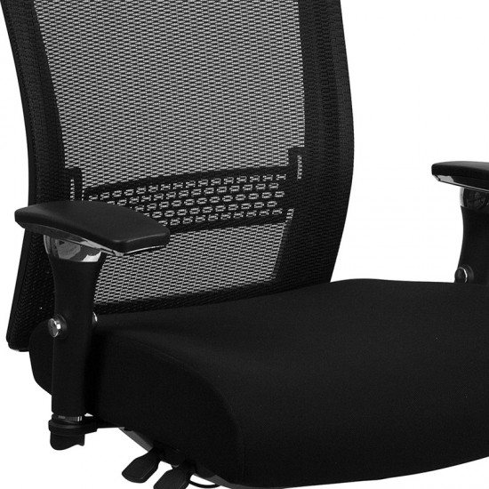 24/7 Intensive Use 300 lb. Rated Black Mesh Multifunction Ergonomic Office Chair with Seat Slider