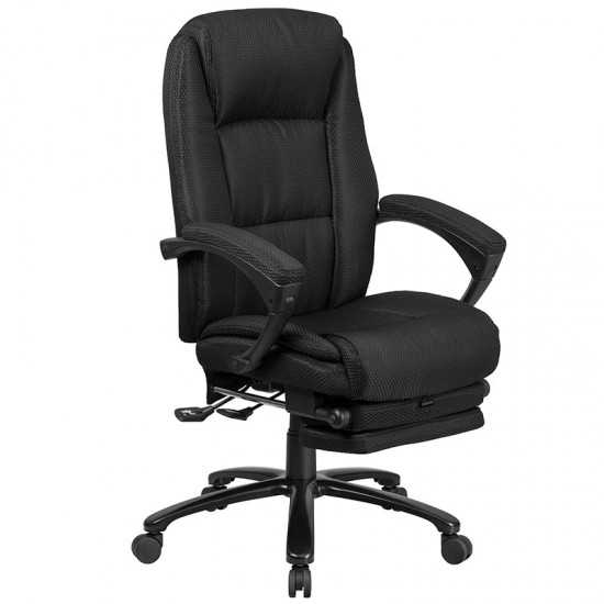 High Back Black Fabric Executive Reclining Ergonomic Swivel Office Chair with Comfort Coil Seat Springs and Arms