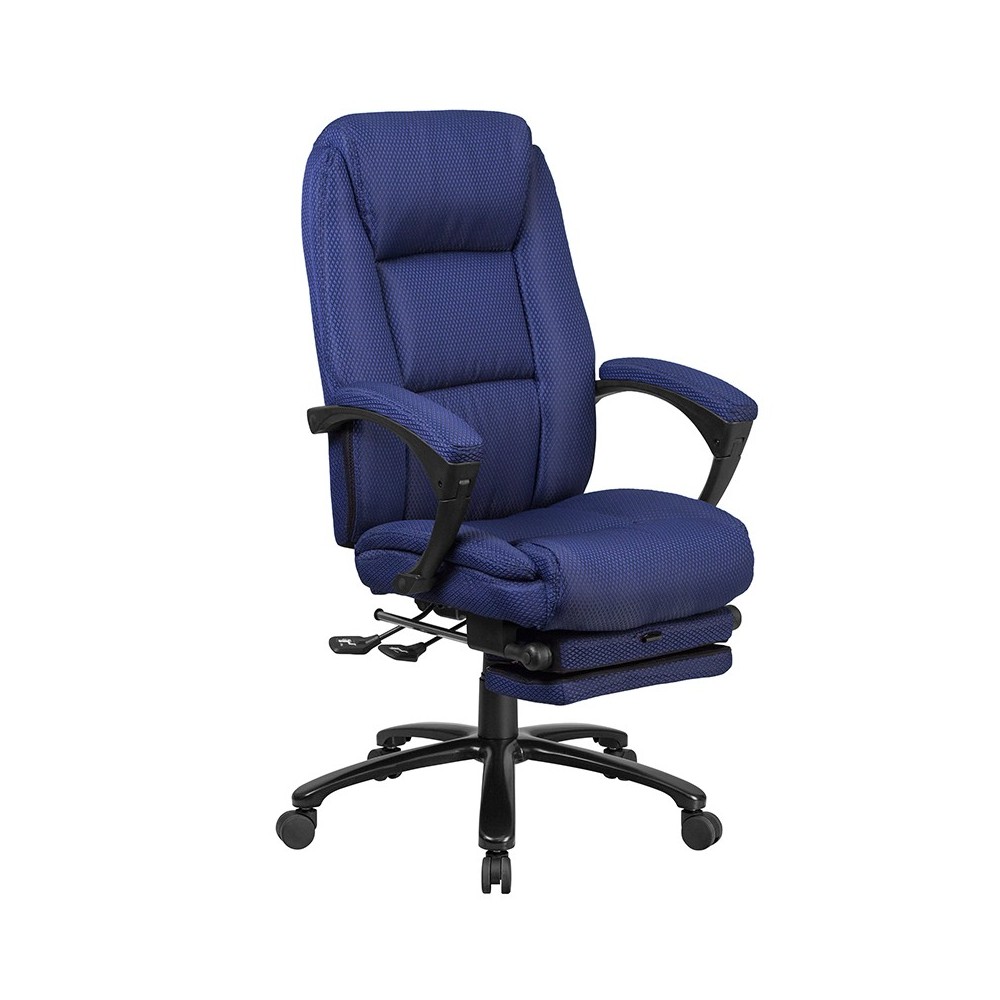 High Back Navy Fabric Executive Reclining Ergonomic Swivel Office Chair with Comfort Coil Seat Springs and Arms