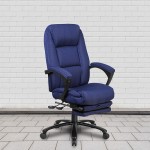 High Back Navy Fabric Executive Reclining Ergonomic Swivel Office Chair with Comfort Coil Seat Springs and Arms