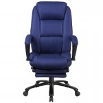 High Back Navy Fabric Executive Reclining Ergonomic Swivel Office Chair with Comfort Coil Seat Springs and Arms