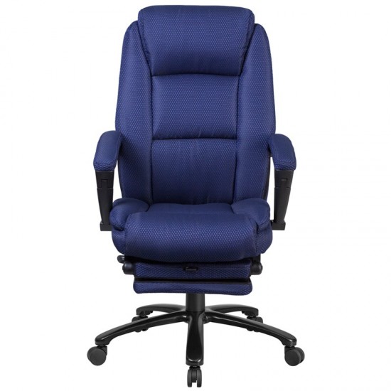 High Back Navy Fabric Executive Reclining Ergonomic Swivel Office Chair with Comfort Coil Seat Springs and Arms