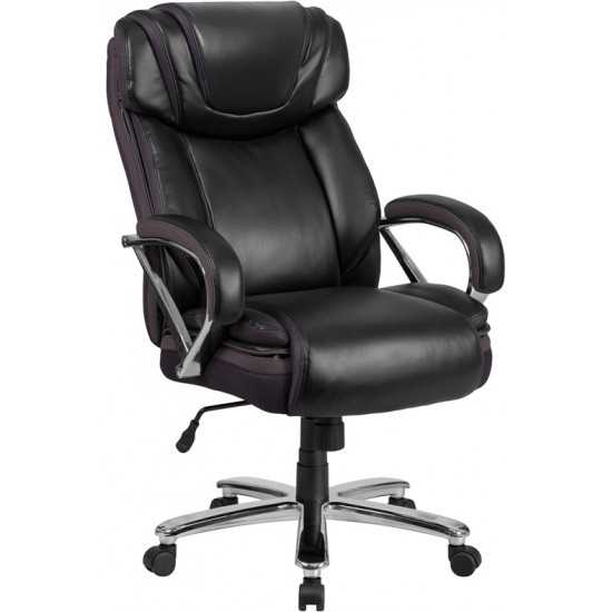 Big & Tall 500 lb. Rated Black LeatherSoft Executive Swivel Ergonomic Office Chair with Extra Wide Seat