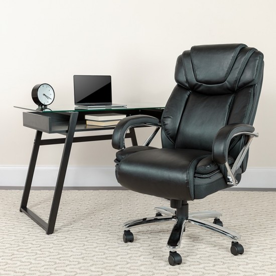 Big & Tall 500 lb. Rated Black LeatherSoft Executive Swivel Ergonomic Office Chair with Extra Wide Seat