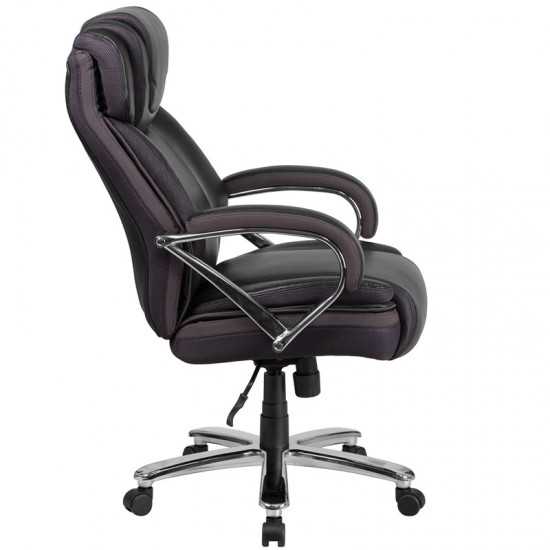 Big & Tall 500 lb. Rated Black LeatherSoft Executive Swivel Ergonomic Office Chair with Extra Wide Seat