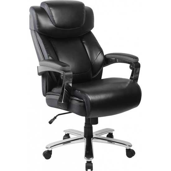 Big & Tall 500 lb. Rated Black LeatherSoft Executive Swivel Ergonomic Office Chair with Adjustable Headrest