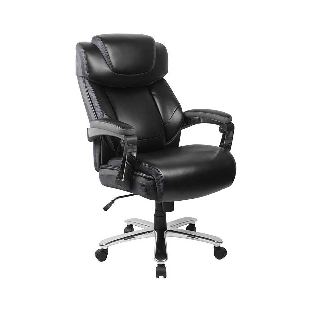 Big & Tall 500 lb. Rated Black LeatherSoft Executive Swivel Ergonomic Office Chair with Adjustable Headrest