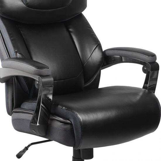 Big & Tall 500 lb. Rated Black LeatherSoft Executive Swivel Ergonomic Office Chair with Adjustable Headrest