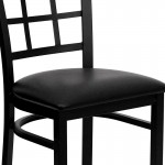 Black Window Back Metal Restaurant Chair - Black Vinyl Seat