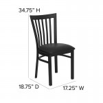 Black School House Back Metal Restaurant Chair - Black Vinyl Seat