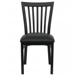 Black School House Back Metal Restaurant Chair - Black Vinyl Seat