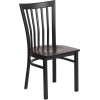 Black School House Back Metal Restaurant Chair - Walnut Wood Seat