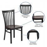 Black School House Back Metal Restaurant Chair - Walnut Wood Seat