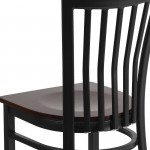 Black School House Back Metal Restaurant Chair - Walnut Wood Seat