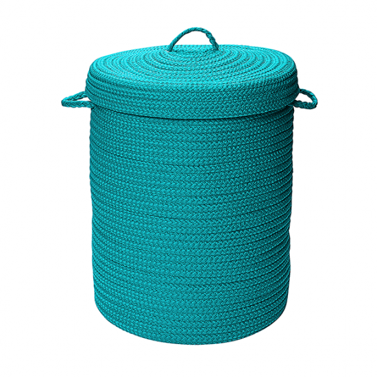 Colonial Mills Hamper Simply Home Solid Turquoise Round Hamper w/ Lid