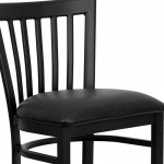 Black School House Back Metal Restaurant Barstool - Black Vinyl Seat