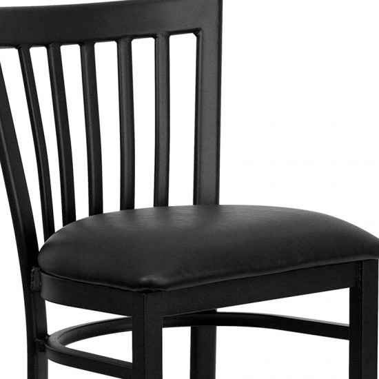 Black School House Back Metal Restaurant Barstool - Black Vinyl Seat