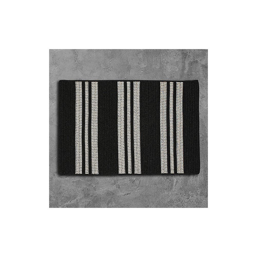 Colonial Mills Rug Sunbrella Southport Stripe Black Rectangle