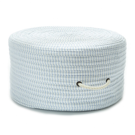 Colonial Mills Pouf Ticking Fabric Stripe Pouf Blue Round