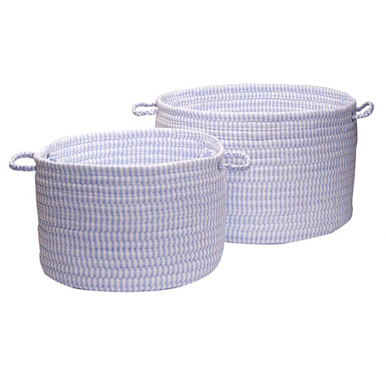 Colonial Mills Basket Ticking Solid Basket Blue Round