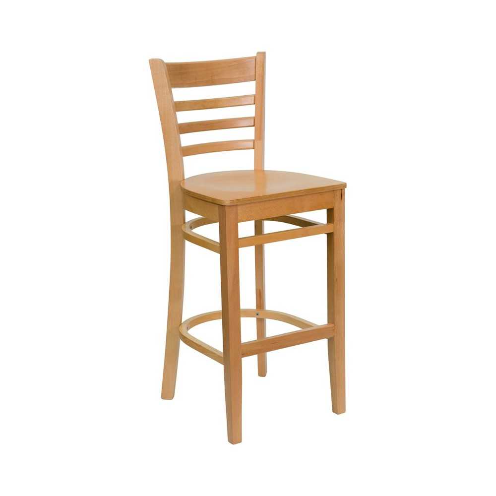 Ladder Back Natural Wood Restaurant Barstool